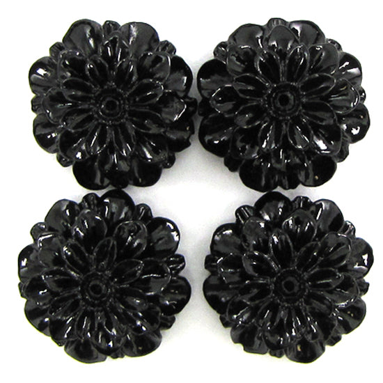 20mm synthetic coral chrysanthemum flower beads 15.5" strand black 20 pieces