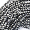 Faceted Silver Hematite Round Beads Gemstone 15.5