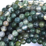 Natural Green Moss Agate Round Beads Gemstone 15