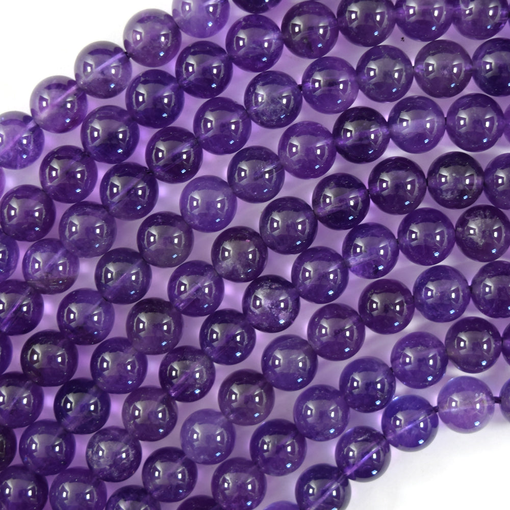 AA Natural Purple Amethyst Round Beads Gemstone 15" Strand 6mm 8mm