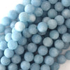 Matte Blue Aquamarine Quartz Round Beads Gemstone 15