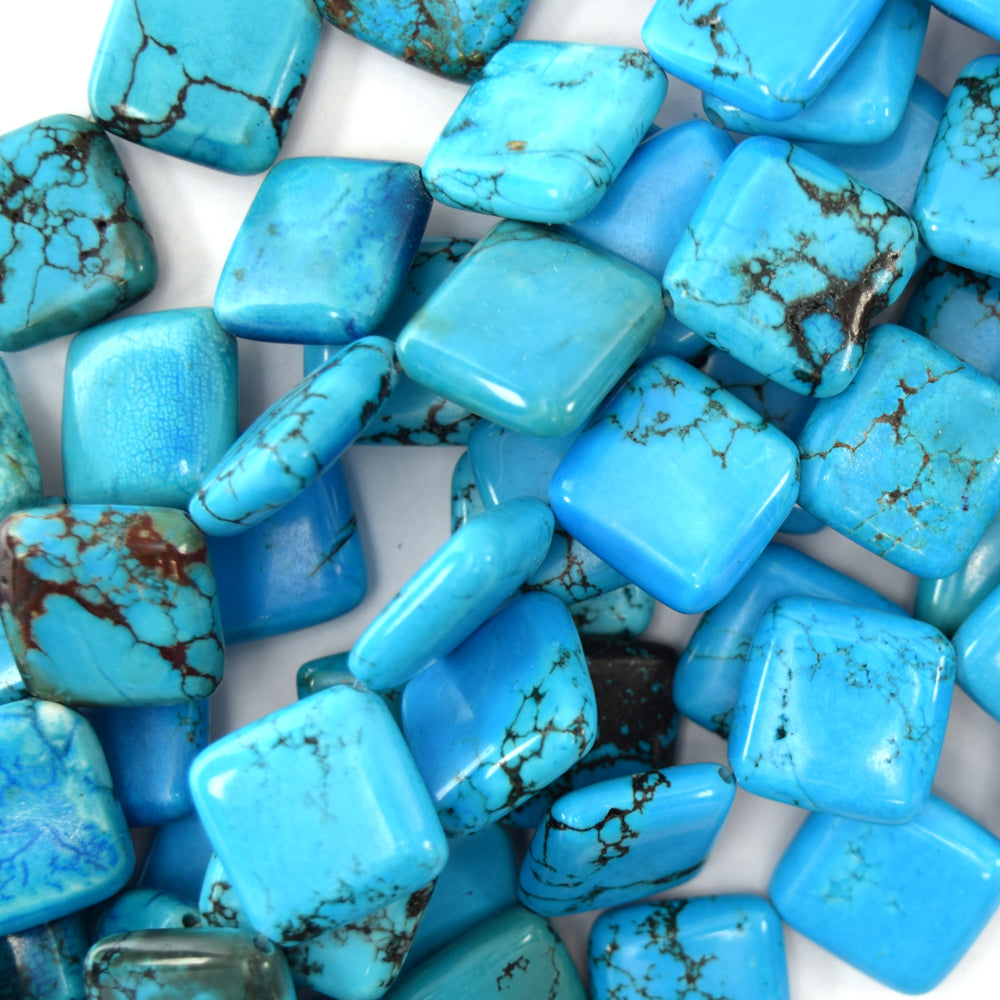 22mm blue turquoise diamond beads 16" strand S1