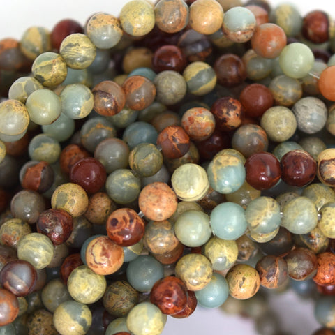 Natural Faceted Picture Jasper Round Beads 15" Strand 4mm 6mm 8mm 10mm 12mm