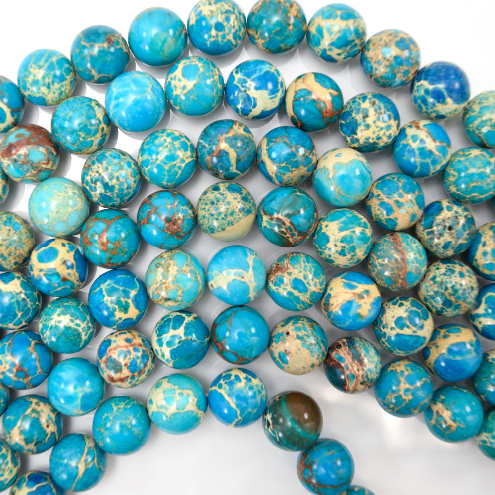 Sky Blue Sea Sediment Jasper Round Beads 15.5" Strand 4mm 6mm 8mm 10mm 12mm