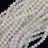 Natural White Moonstone Round Beads 15.5