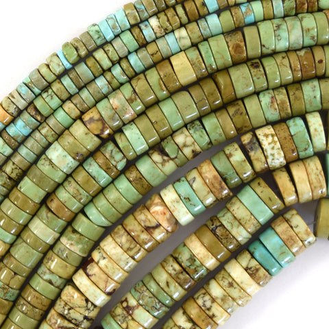 Natural Brown Green Blue Turquoise Heishi Disc Beads 15.5" Strand 3mm 4mm 5mm