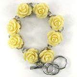 14mm synthetic white coral carved rose flower bracelet 7