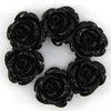 6 12mm synthetic coral carved rose flower pendant bead black
