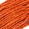 4mm orange coral heishi disc beads 15.5