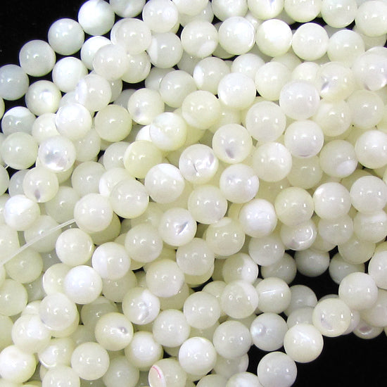 White Mother Of Pearl MOP Round Beads 15.5" Strand 3mm 4mm 6mm 8mm 10mm