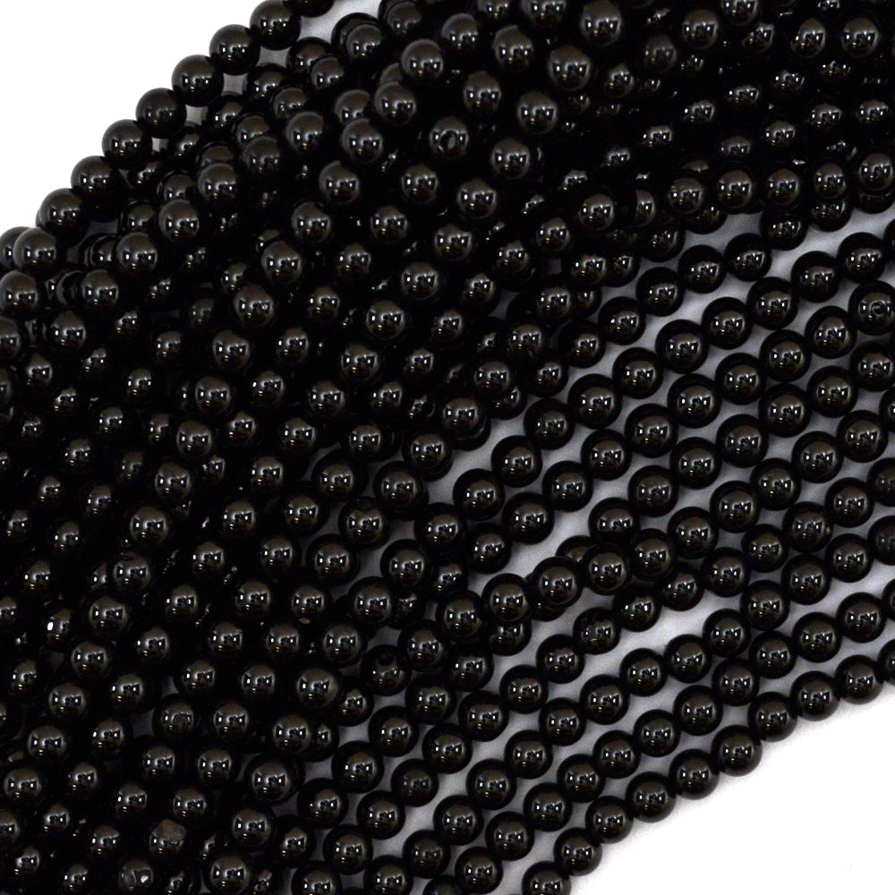3mm black spinel round beads 15.5" strand