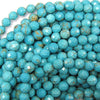 Faceted Blue Turquoise Round Beads 15.5