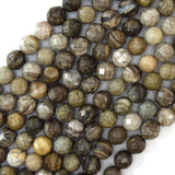 10mm faceted silver leaf jasper round beads 15.5