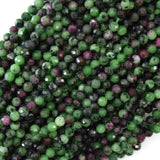 4mm natural faceted ruby zoisite round beads 15.5