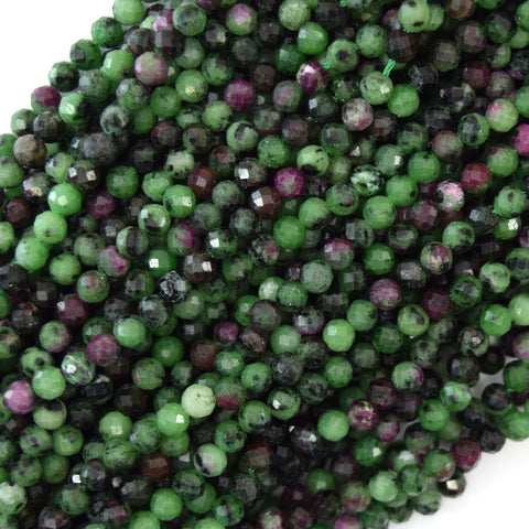 3mm natural faceted ruby zoisite round beads 15.5" strand