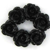 6 14mm synthetic coral carved rose flower pendant bead black