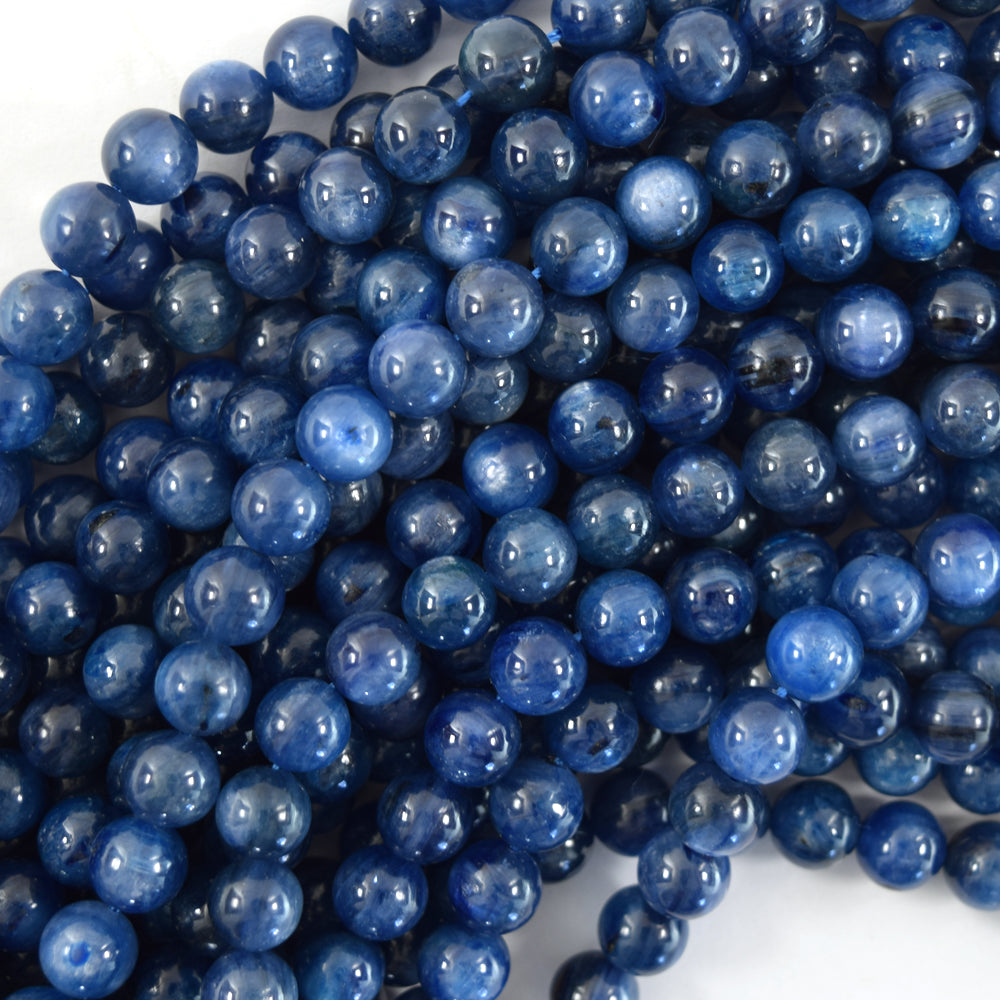 AA Blue Kyanite Round Beads Gemstone 15.5" Strand 4mm 6mm 8mm