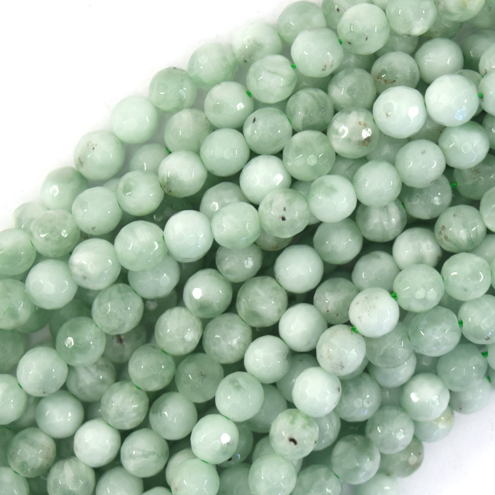 Natural Green Jadeite Jade Faceted Round Beads 4mm 6mm 8mm 10mm 12mm  15.5Strand