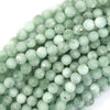 Natural Faceted Green Angelite Round Beads 15.5