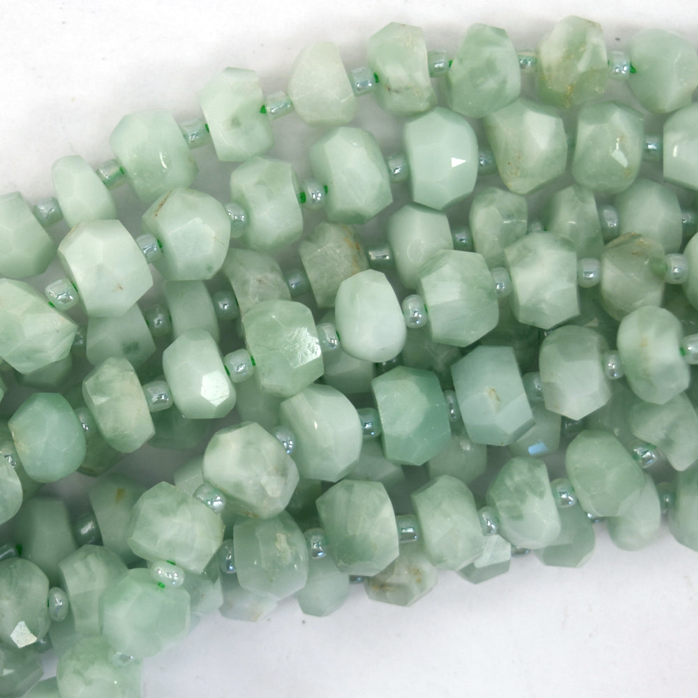 8mm - 9mm natural faceted green angelite rondelle beads 15.5" strand