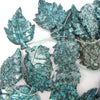 54mm blue kiwi jasper carved leaf beads 12
