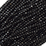 AA Natural Faceted Black Tourmaline Round Beads 15.5