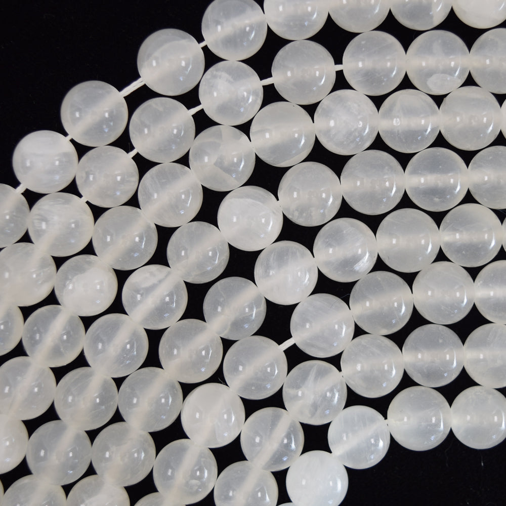 Natural White Selenite Round Beads Gemstone 15.5" strand 4mm 6mm 8mm 10mm 12mm