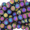 Matte Rainbow Druzy Agate Round Beads Gemstone 15