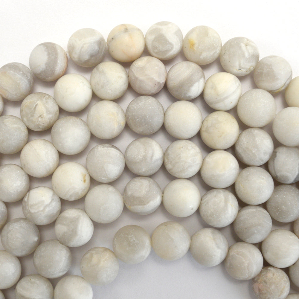 Natural Matte Cream Crazy Lace Agate Round Beads Gemstone 15" 6mm 8mm 10mm