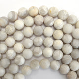 Natural Matte Cream Crazy Lace Agate Round Beads 15