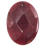 2 pieces 40mm faceted ruby red jade flat oval bead pendant