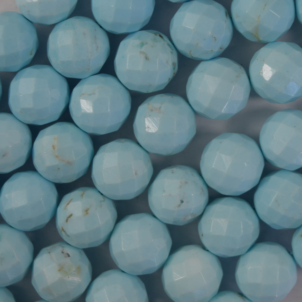 Faceted Cream Blue Turquoise Round Beads 15.5" Strand 4mm 6mm 8mm 10mm 12mm
