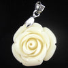2 24mm synthetic coral carved rose flower pendant with silver plated bail cream