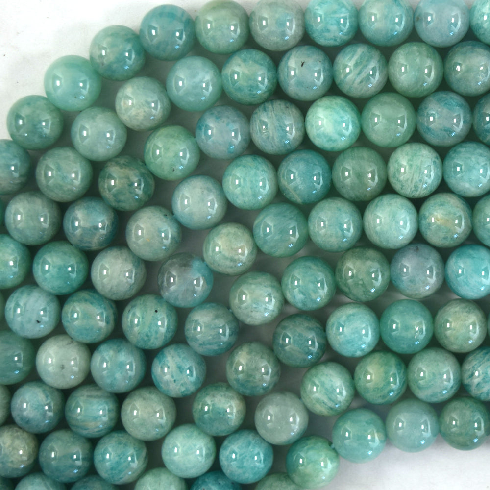 Natural African Green Amazonite Round Beads Gemstone 15.5" Strand 6mm 8mm