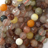 8mm faceted multicolor rutilated quartz round beads 15.5