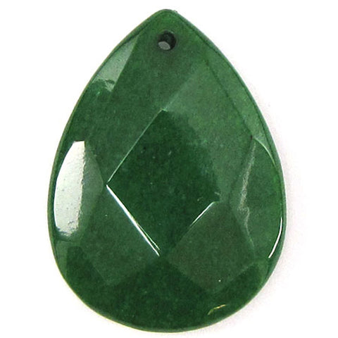 2 pieces 40mm faceted emerald green jade ladder bead pendant