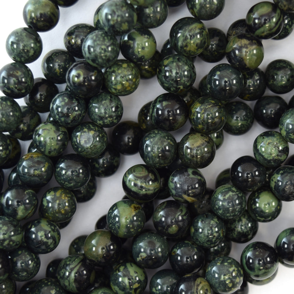 Natural Green Kambaba Jasper Round Beads 15" Strand 4mm 6mm 8mm 10mm 12mm