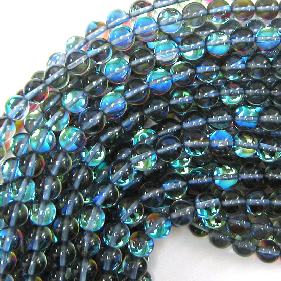 Blue Gray Mystic Aura Quartz Round Beads Gemstone 15" Strand 6mm 8mm 10mm