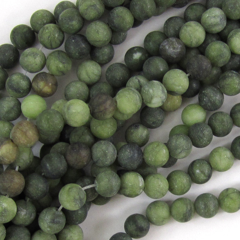 Natural Matte Green Taiwan Jade Round Beads 14.5" Strand 4mm 6mm 8mm 10mm 12mm