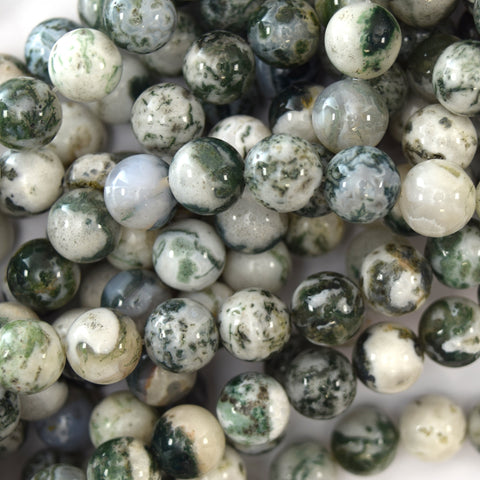 Natural Green Moss Agate Round Beads Gemstone 15" Strand 4mm 6mm 8mm 10mm 12mm