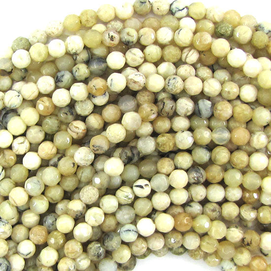 4mm faceted african opal round beads 15.5" strand
