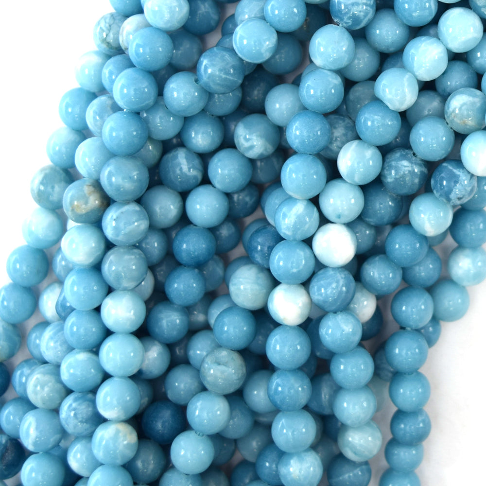 Blue Larimar Quartz Round Beads Gemstone 15" Strand 4mm 6mm 8mm 10mm 12mm S1