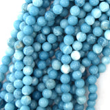 Blue Larimar Quartz Round Beads Gemstone 15