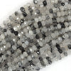 5mm faceted black rutilated quartz rondelle beads 16