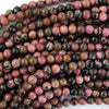 Natural Black Pink Rhodonite Round Beads 15