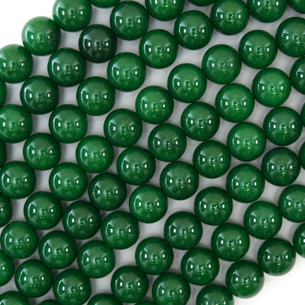 Emerald Green Colored Jade Round Beads Gemstone 15" Strand 4mm 6mm 8mm 10mm 12mm