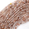 Natural Faceted Pink Red Hematoid Quartz Round Beads 15
