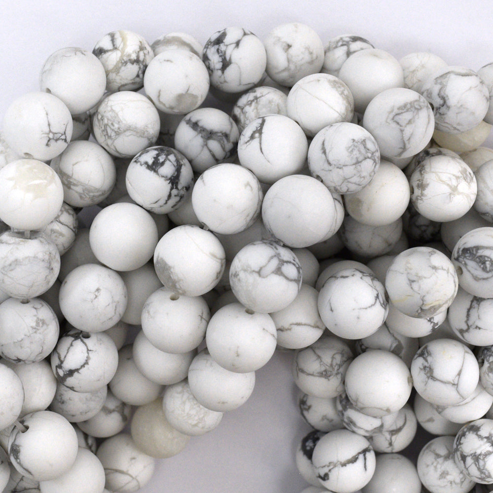 Natural Matte White Howlite Round Beads Gemstone 15"Strand 4mm 6mm 8mm 10mm 12mm