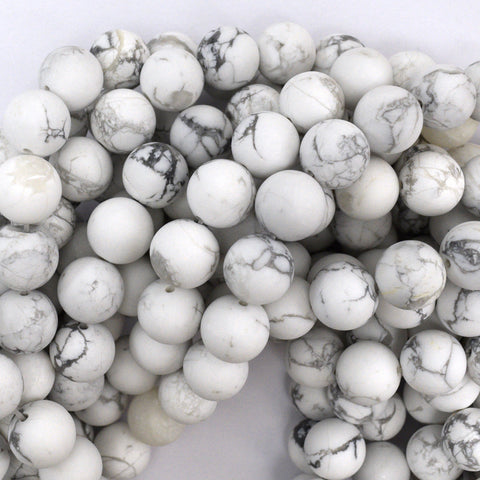 Star Cut Faceted White Howlite Round Beads 15" Strand 6mm 8mm 10mm Diamond Cut