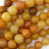 Natural Yellow Jade Round Beads Gemstone 15